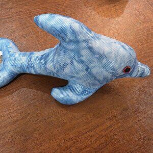 Vintage Y2K Blue (Sand-Filled) Plush Dolphin